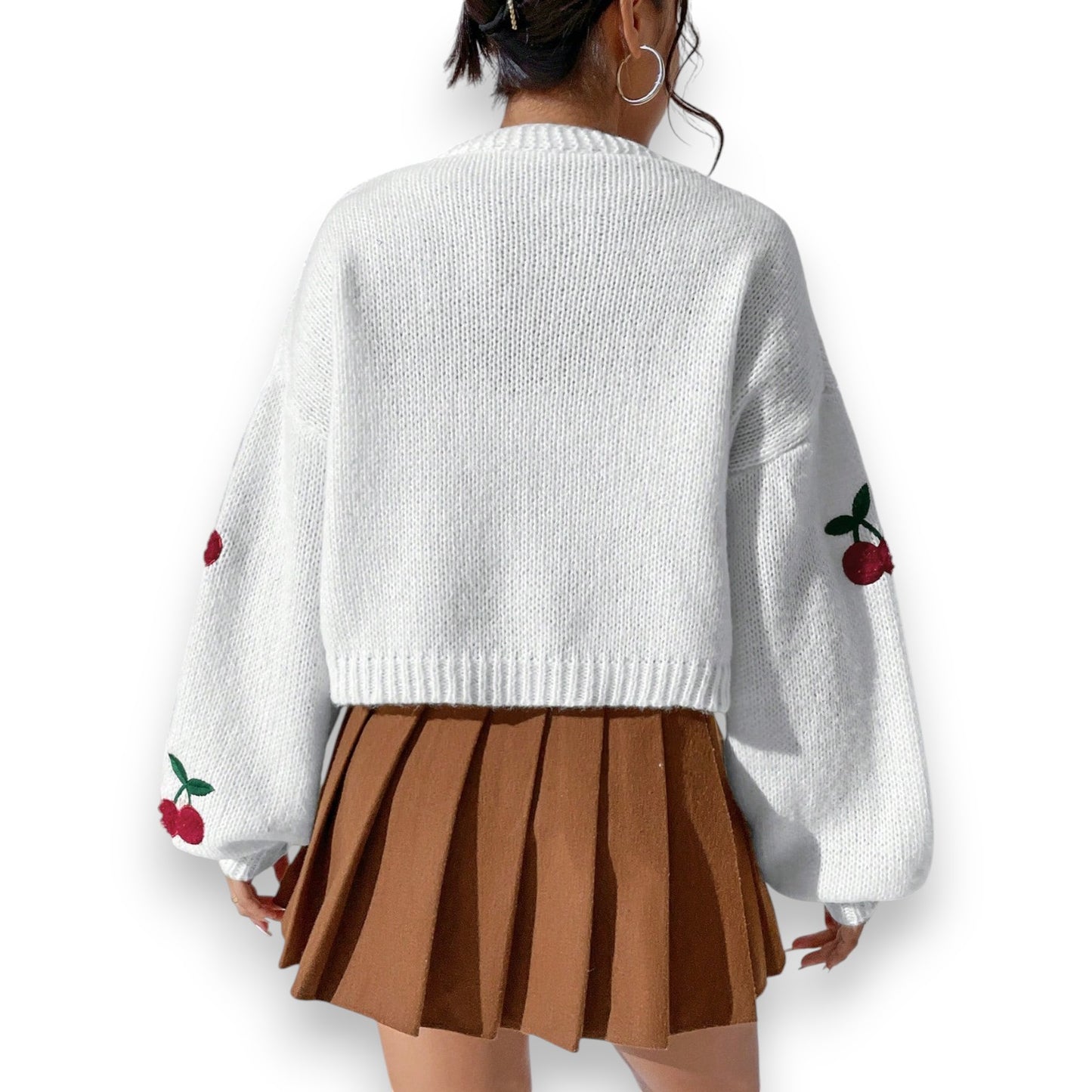 Embroidered Cherry Cardigan