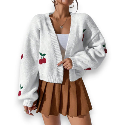 Embroidered Cherry Cardigan