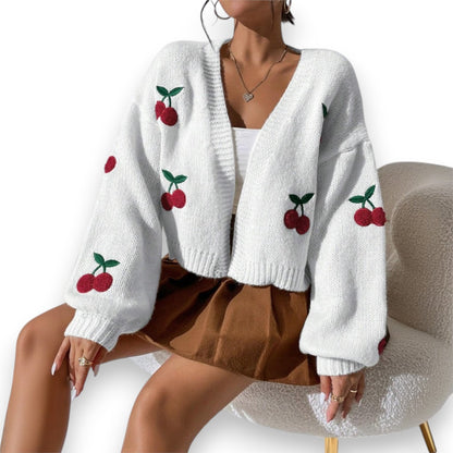 Embroidered Cherry Cardigan