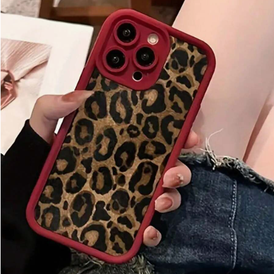 Burgundy Leopard Print Phone Case